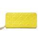 Christian Dior Voyageur Wallet, Lady Dior Long Wallet, Leather, Yellow Gold Hardware