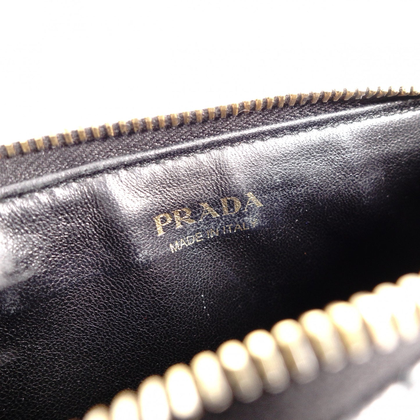 PRADA Fragment Coin Purse, Saffiano Leather, Black with Gold Hardware