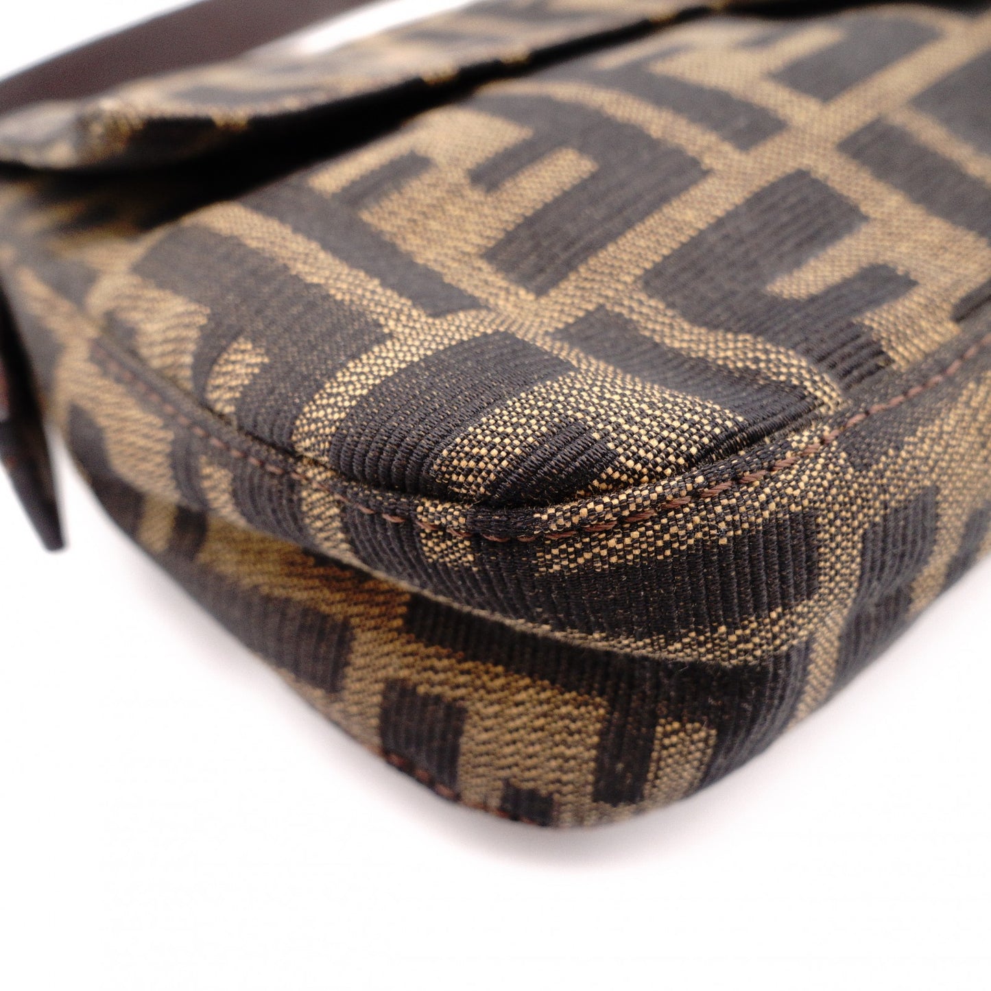 FENDI Mamma Bucket Zucca Shoulder Bag, Canvas and Leather, Brown