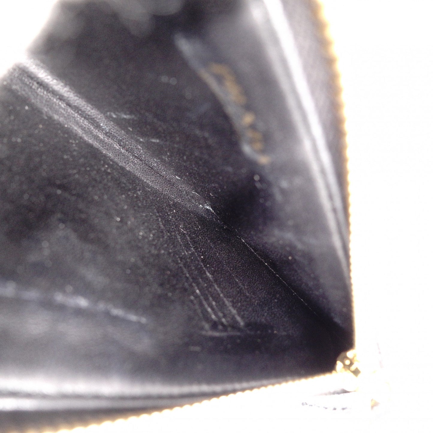 PRADA Fragment Coin Purse, Saffiano Leather, Black with Gold Hardware