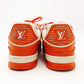 LOUIS VUITTON Trainer Line Sneakers Orange x White Leather Size 7.5 Approx. 10.6" R801478