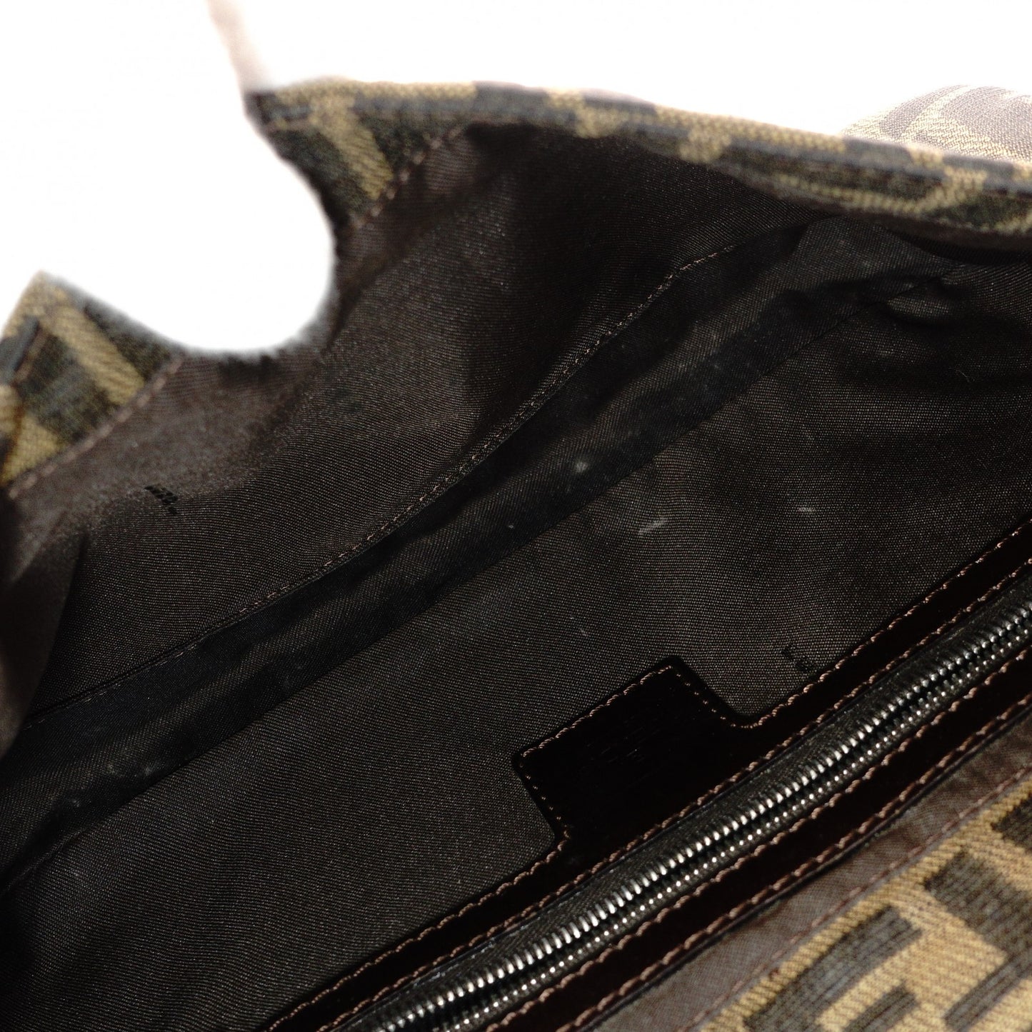 FENDI Mamma Bucket Zucca Shoulder Bag, Canvas and Leather, Brown