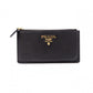 PRADA Fragment Coin Purse, Saffiano Leather, Black with Gold Hardware