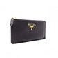 PRADA Fragment Coin Purse, Saffiano Leather, Black with Gold Hardware
