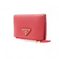PRADA Saffiano Leather Coin Purse, Red, with Triangle Logo and Gold Hardware
