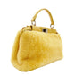 FENDI Micro Peekaboo Handbag Yellow Faux Fur Yellow 2-Way Crossbody R801798