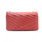 CHANEL Bias-Stitch Shoulder Bag, Leather, Red, Gold Hardware