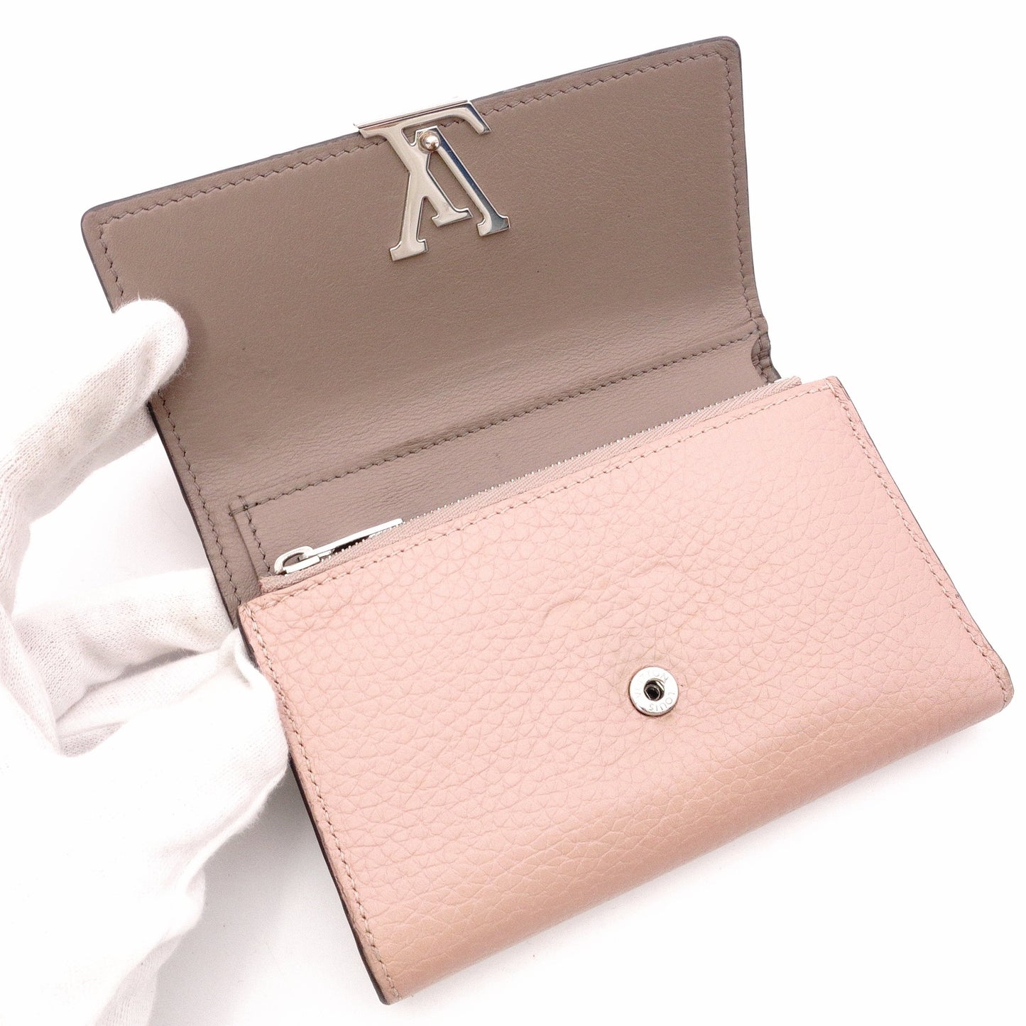 Louis Vuitton Portofolio Capucines Long Wallet, Leather, Pink, Wallet, LV, Silver Hardware