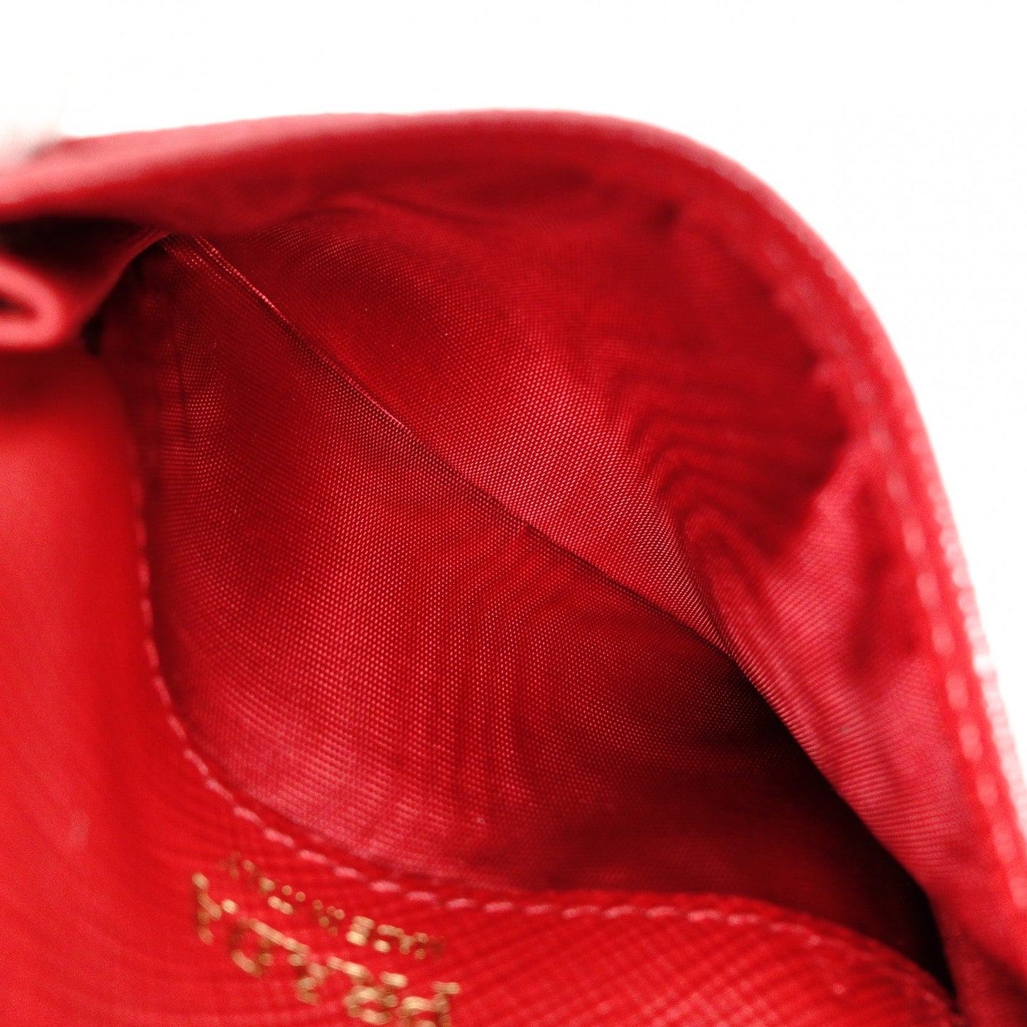 PRADA Saffiano Leather Coin Purse, Red, with Triangle Logo and Gold Hardware