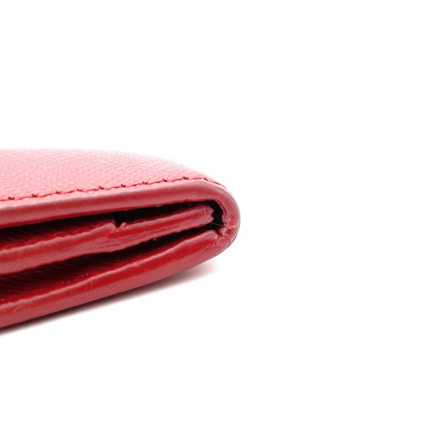 PRADA Saffiano Leather Coin Purse, Red, with Triangle Logo and Gold Hardware