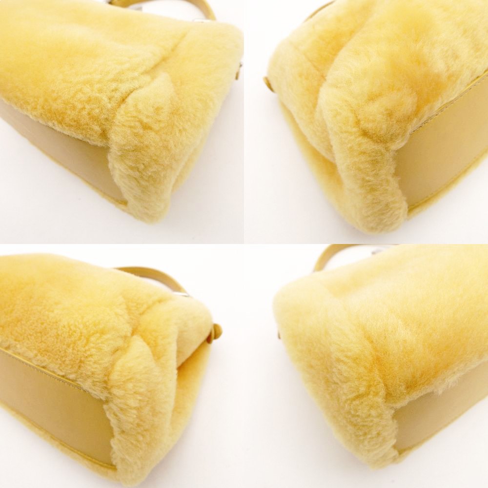 FENDI Micro Peekaboo Handbag Yellow Faux Fur Yellow 2-Way Crossbody R801798