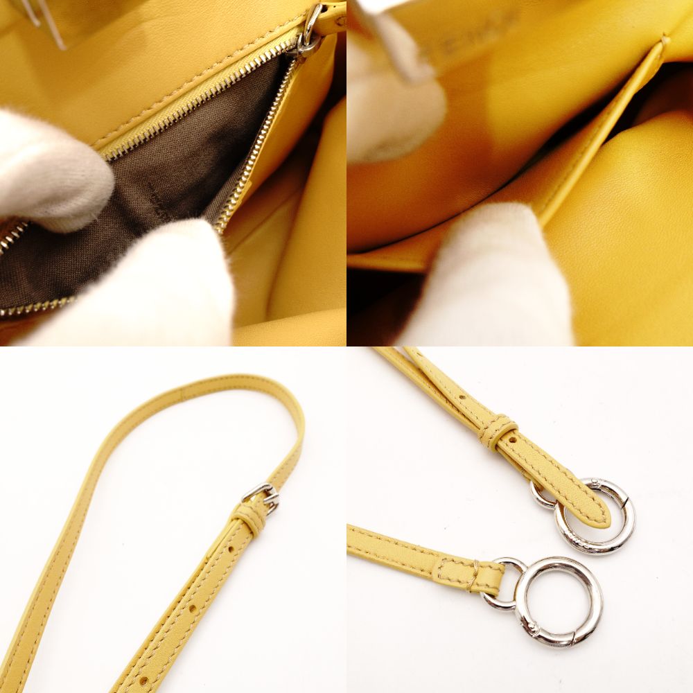 FENDI Micro Peekaboo Handbag Yellow Faux Fur Yellow 2-Way Crossbody R801798