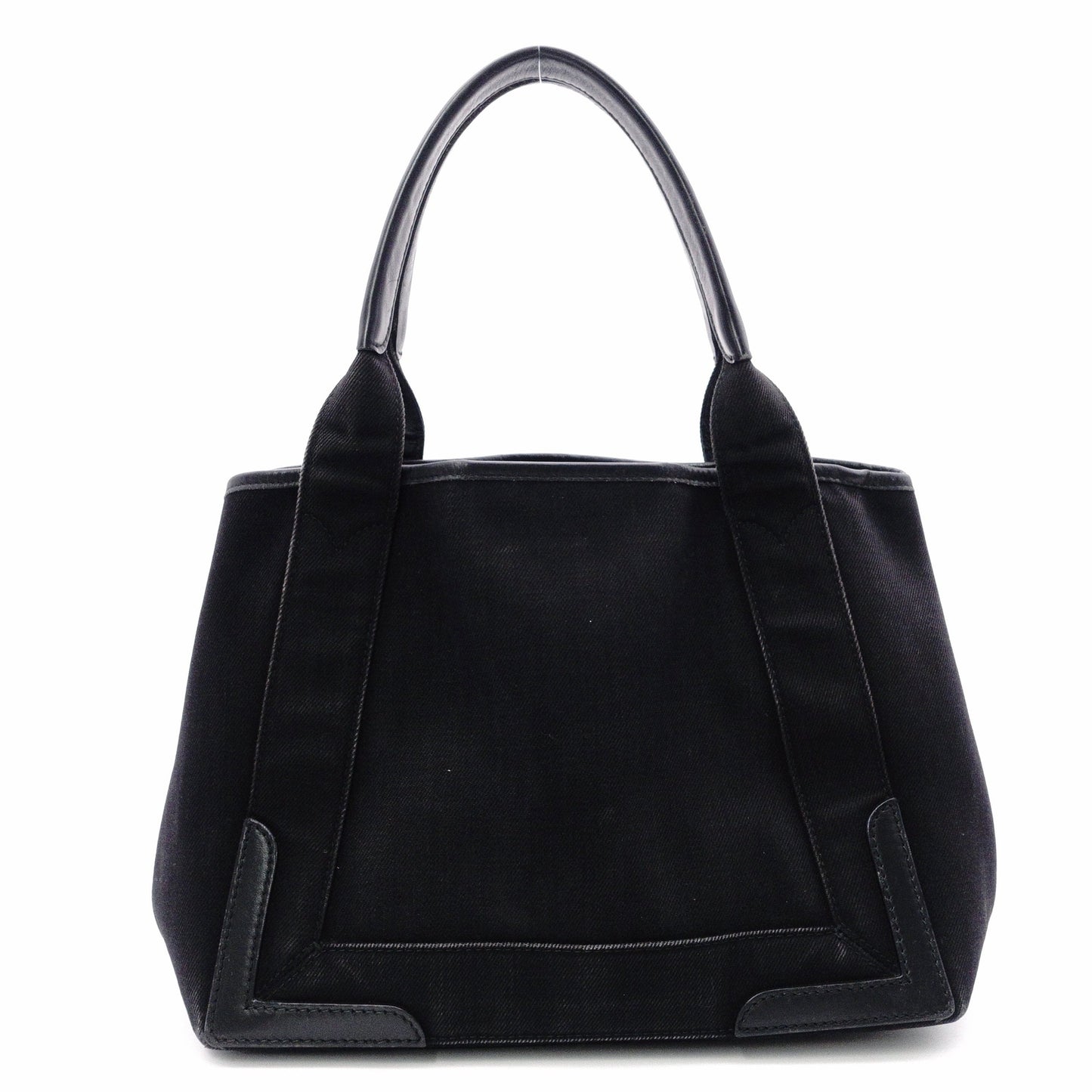 BALENCIAGA Navy Cabas Handbag, Leather/Canvas, Black, with Pouch