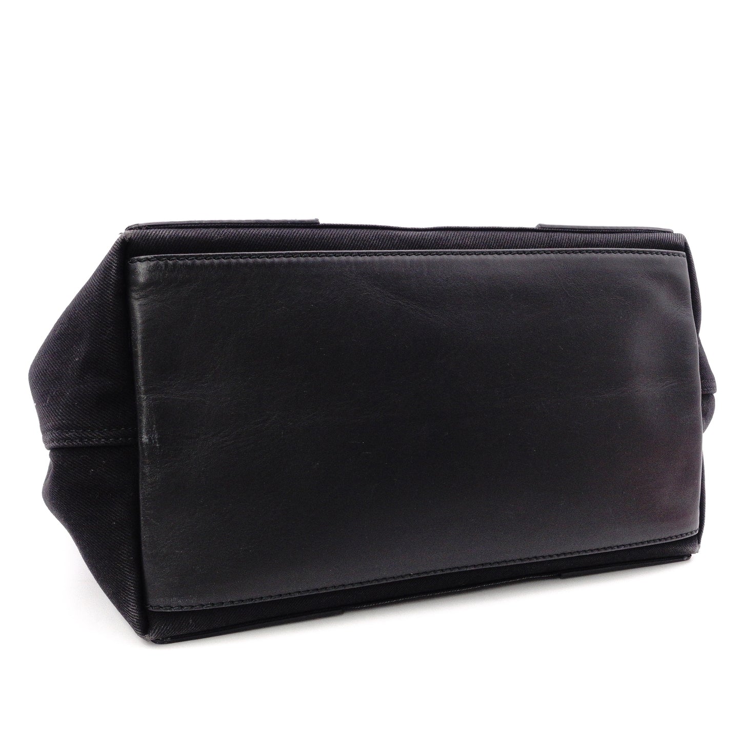 BALENCIAGA Navy Cabas Handbag, Leather/Canvas, Black, with Pouch
