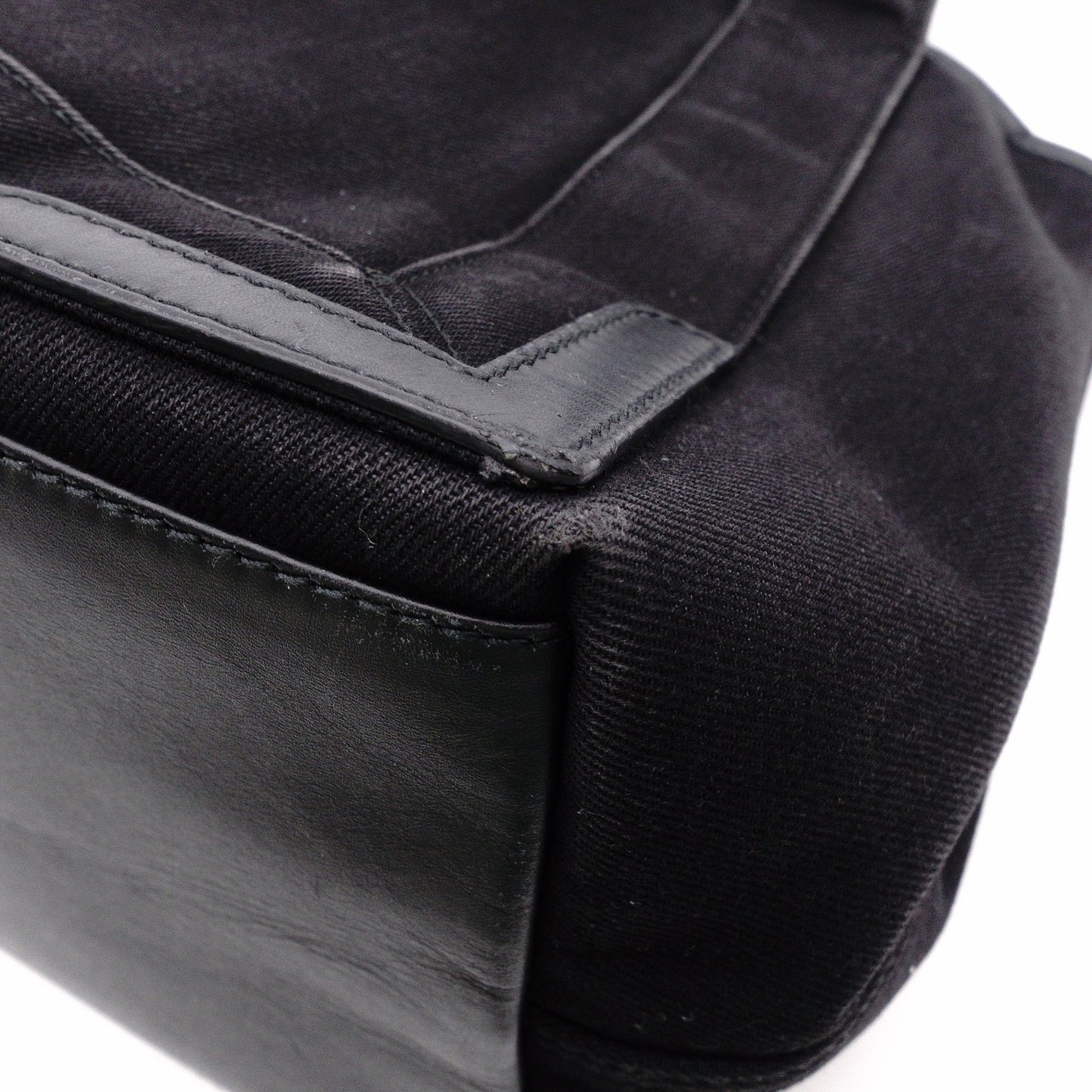 BALENCIAGA Navy Cabas Handbag, Leather/Canvas, Black, with Pouch