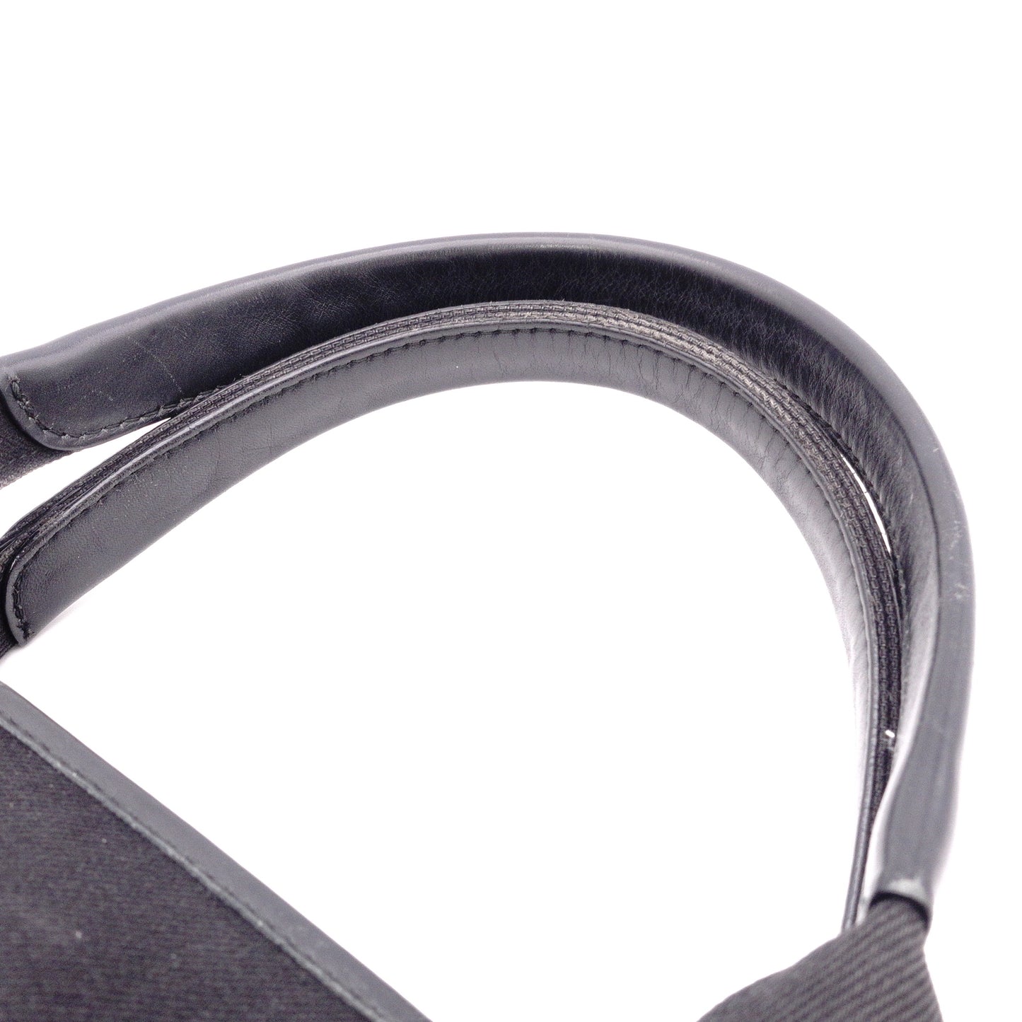 BALENCIAGA Navy Cabas Handbag, Leather/Canvas, Black, with Pouch