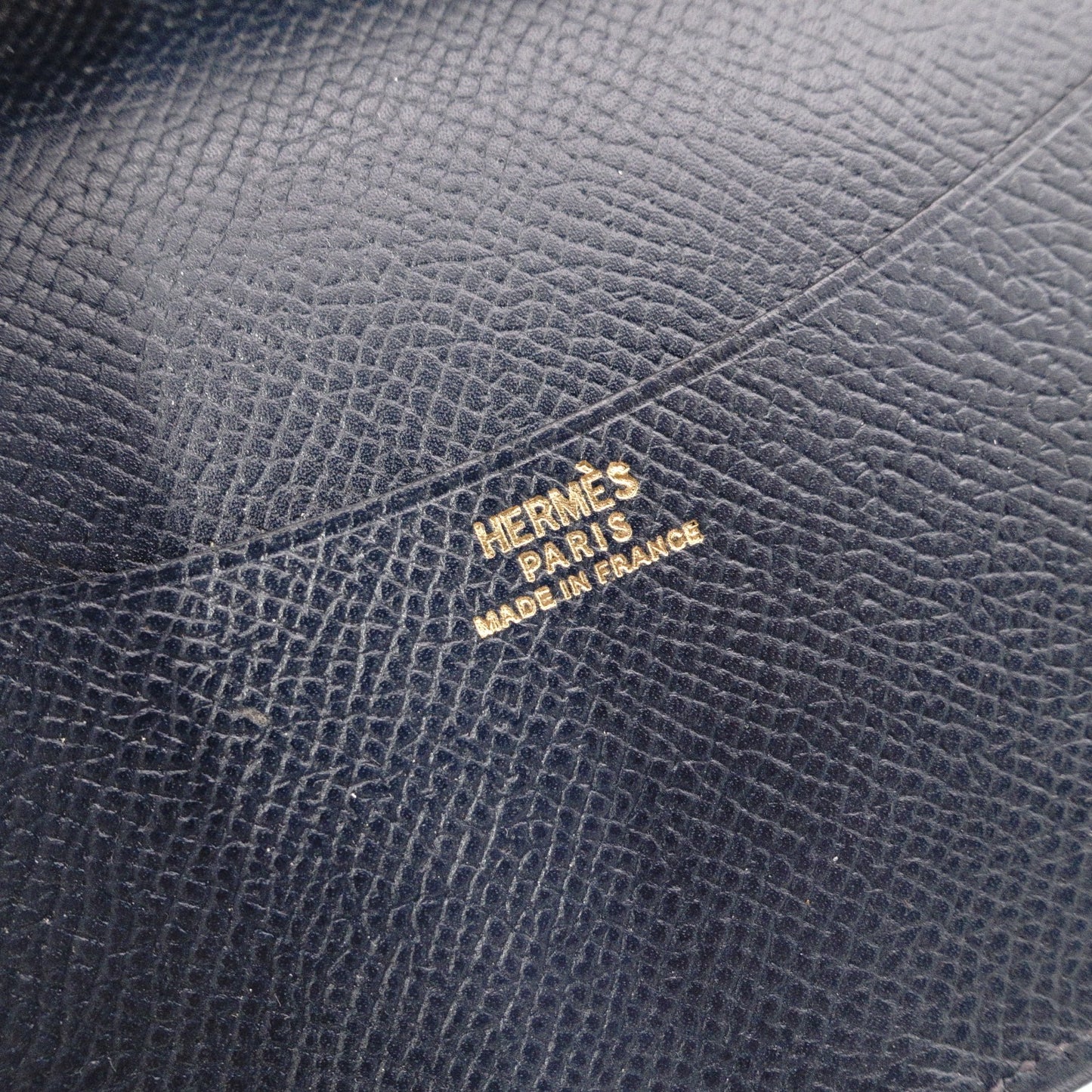 HERMES Cassandra Leather Notebook Cover, Navy, with “B” Engraving