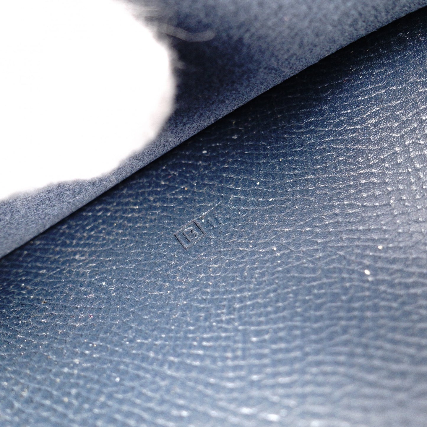 HERMES Cassandra Leather Notebook Cover, Navy, with “B” Engraving
