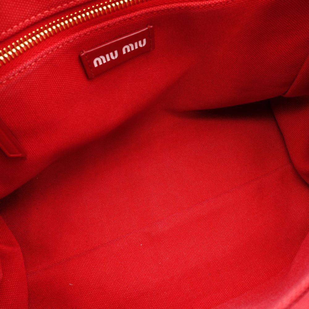 MIU MIU Canapa Handbag Red Canvas 2-Way Shoulder Bag Red Logo R801658