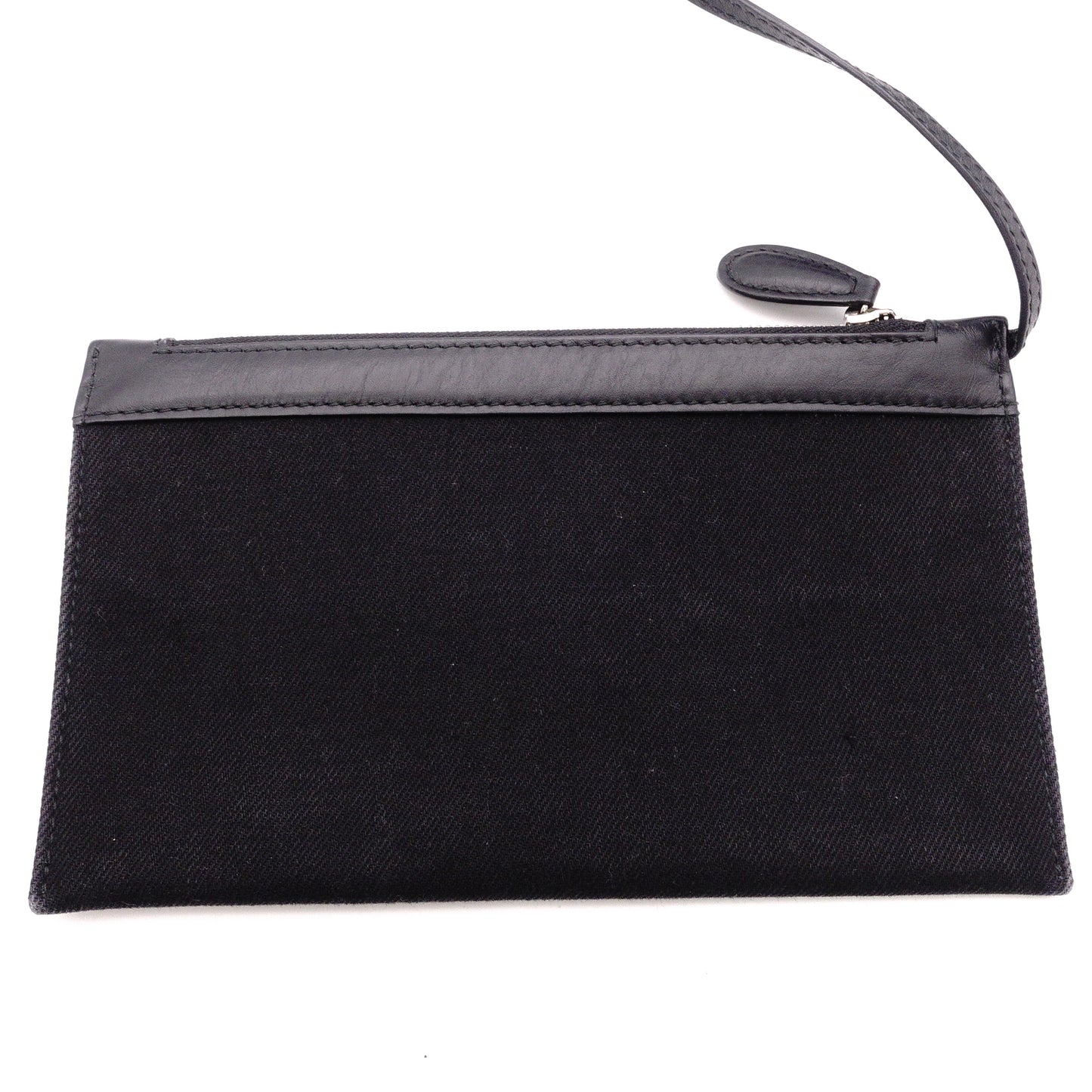 BALENCIAGA Navy Cabas Handbag, Leather/Canvas, Black, with Pouch