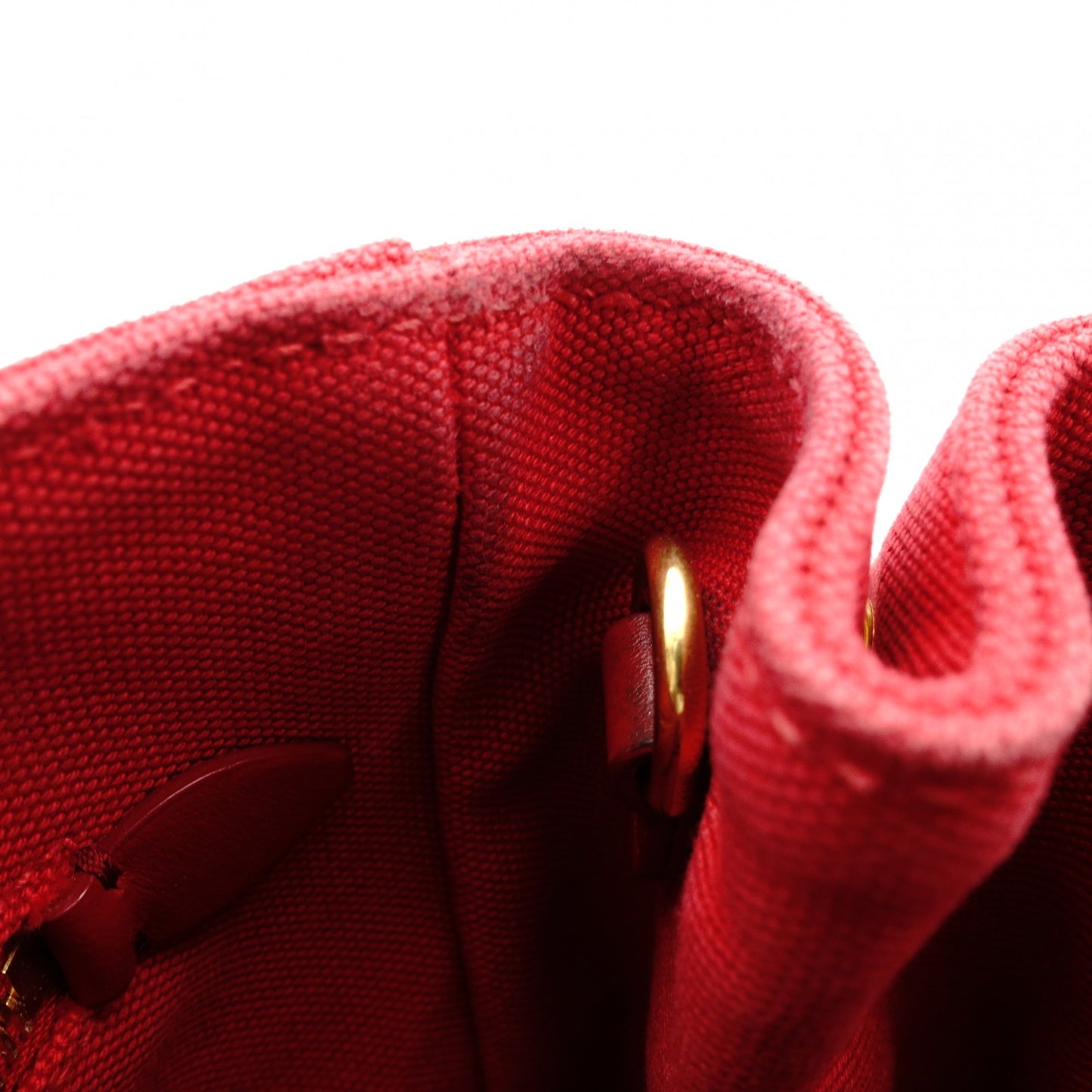 MIU MIU Canapa Handbag Red Canvas 2-Way Shoulder Bag Red Logo R801658