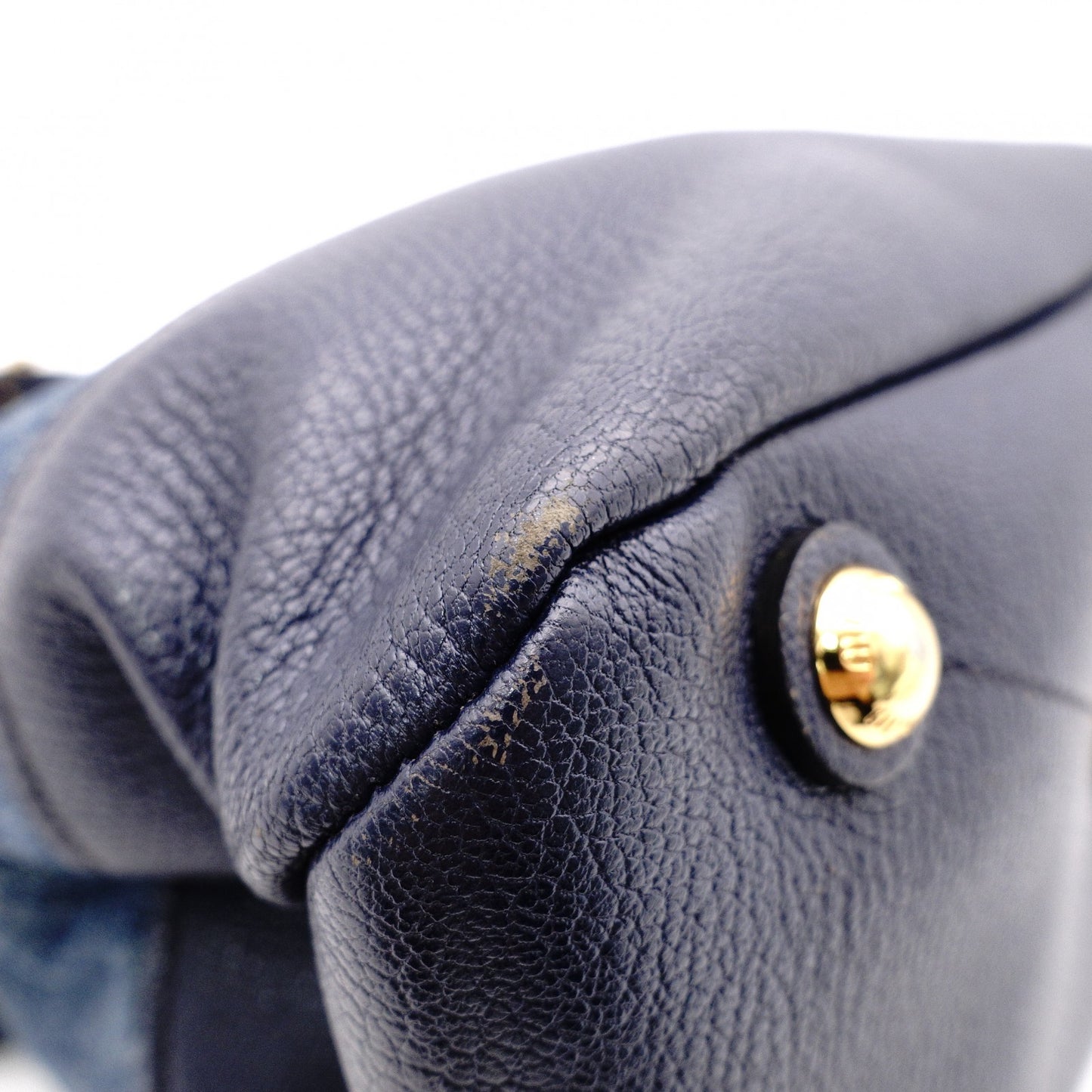 MIUMIU Madras Shoulder Bag, Denim, 2-Way, Blue, Gold Hardware