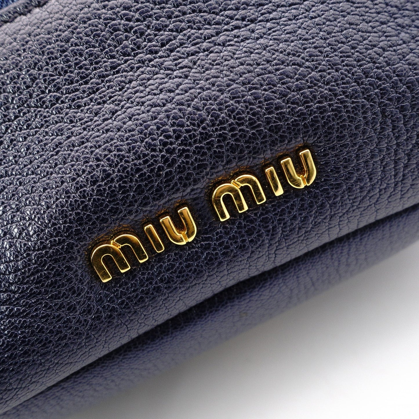 MIUMIU Madras Shoulder Bag, Denim, 2-Way, Blue, Gold Hardware