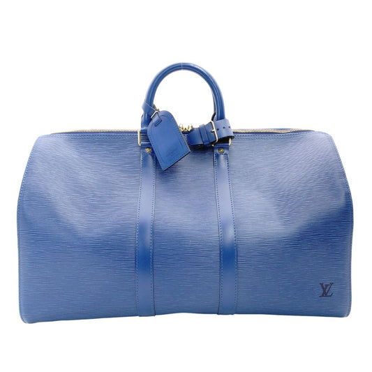 LOUIS VUITTON Epi Key Pouch 45 Blue Boston Bag Leather Gold Hardware R801292