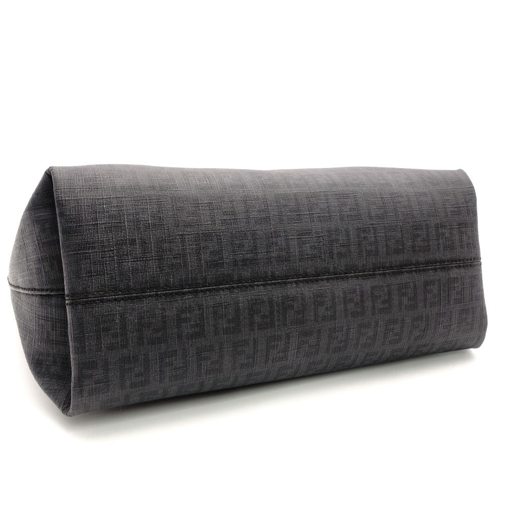 FENDI Zucchino Shoulder Bag Gray FF Logo PVC Gold Hardware