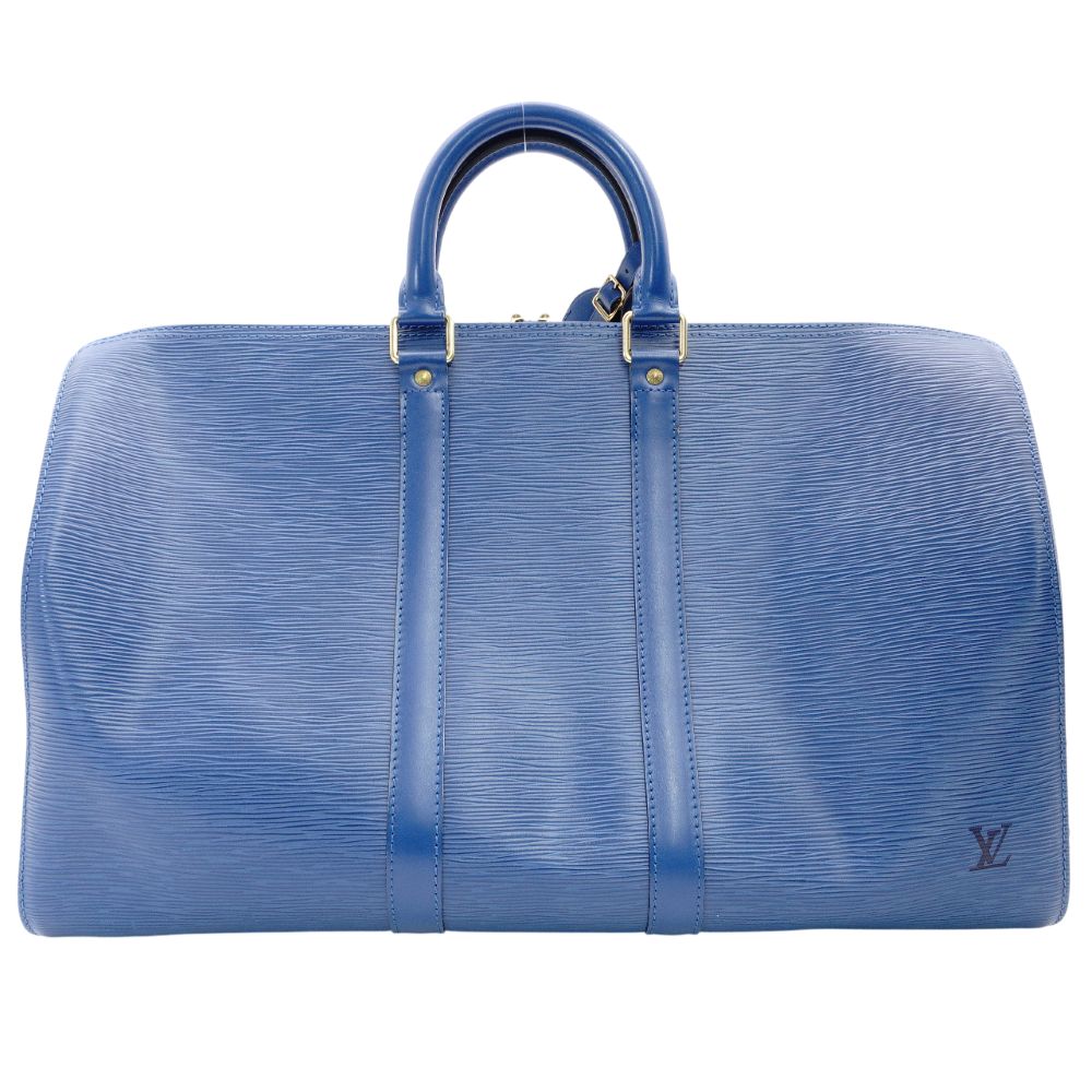 LOUIS VUITTON Epi Key Pouch 45 Blue Boston Bag Leather Gold Hardware R801292