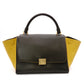 CELINE Trapeze Handbag, Leather, Yellow/Khaki, 2-Way Shoulder Bag, Gold Hardware