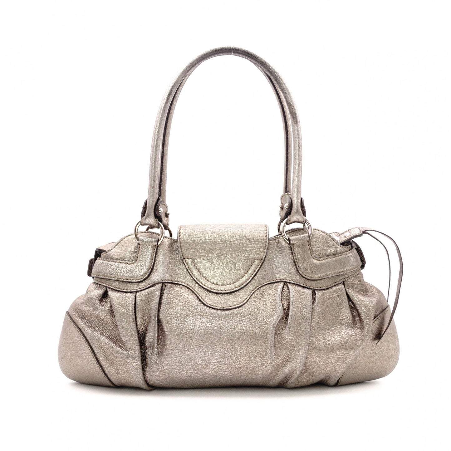 Salvatore Ferragamo Gancini Shoulder Bag, Leather, Champagne Gold