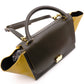 CELINE Trapeze Handbag, Leather, Yellow/Khaki, 2-Way Shoulder Bag, Gold Hardware