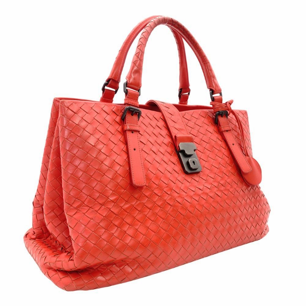 Bottega Veneta Intrecciato Roma Handbag Red Leather Red R8020023