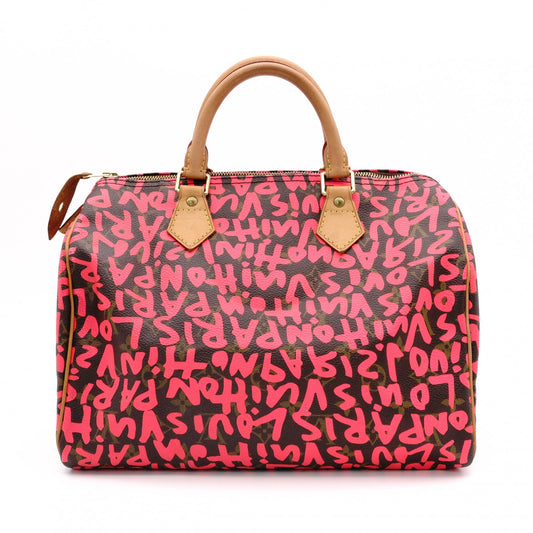 LOUIS VUITTON Speedy 25 Monogram Graffiti Handbag, Pink