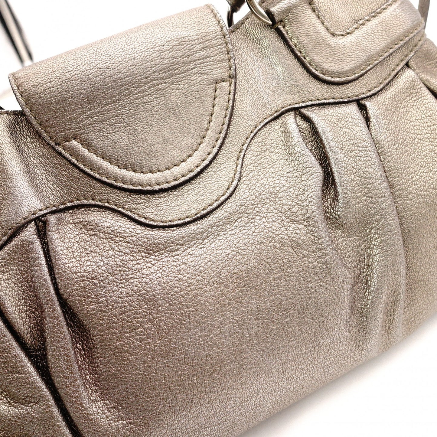Salvatore Ferragamo Gancini Shoulder Bag, Leather, Champagne Gold