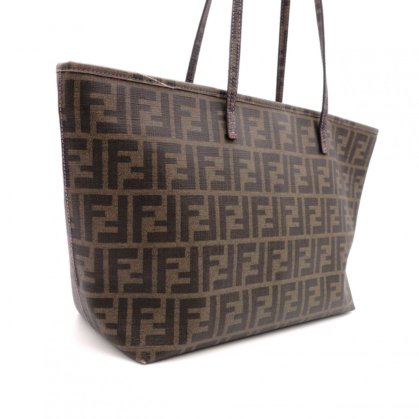 FENDI Zucca Tote Bag, PVC, Brown, FF Logo, Shoulder Strap, A4 Size, Business