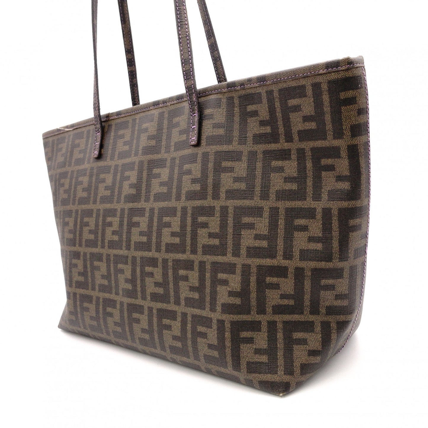 FENDI Zucca Tote Bag, PVC, Brown, FF Logo, Shoulder Strap, A4 Size, Business