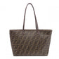 FENDI Zucca Tote Bag, PVC, Brown, FF Logo, Shoulder Strap, A4 Size, Business