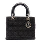 Christian Dior Lady Dior Handbag Black Canvas Black Gunmetal Hardware R801165
