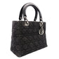 Christian Dior Lady Dior Handbag Black Canvas Black Gunmetal Hardware R801165