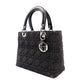Christian Dior Lady Dior Handbag Black Canvas Black Gunmetal Hardware R801165