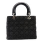 Christian Dior Lady Dior Handbag Black Canvas Black Gunmetal Hardware R801165