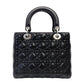 Christian Dior Lady Dior Handbag Black Leather 2-Way Shoulder Bag Silver Hardware Cannage R8011031