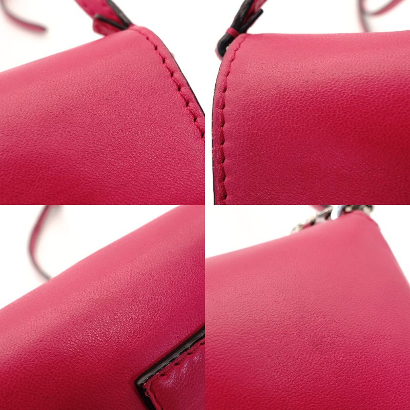 FENDI Micro Mamma Bucket Shoulder Bag Pink Leather FF Logo Silver Hardware Crossbody 7-10-057