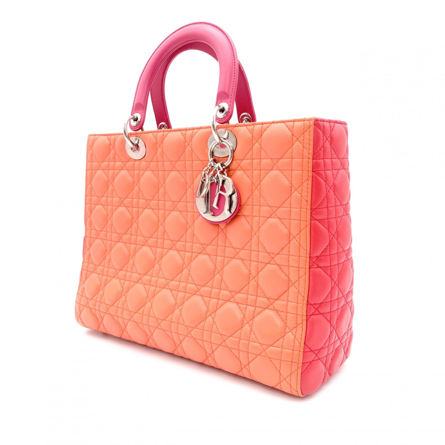 Christian Dior Lady Dior Handbag, Leather, Orange, 2-Way