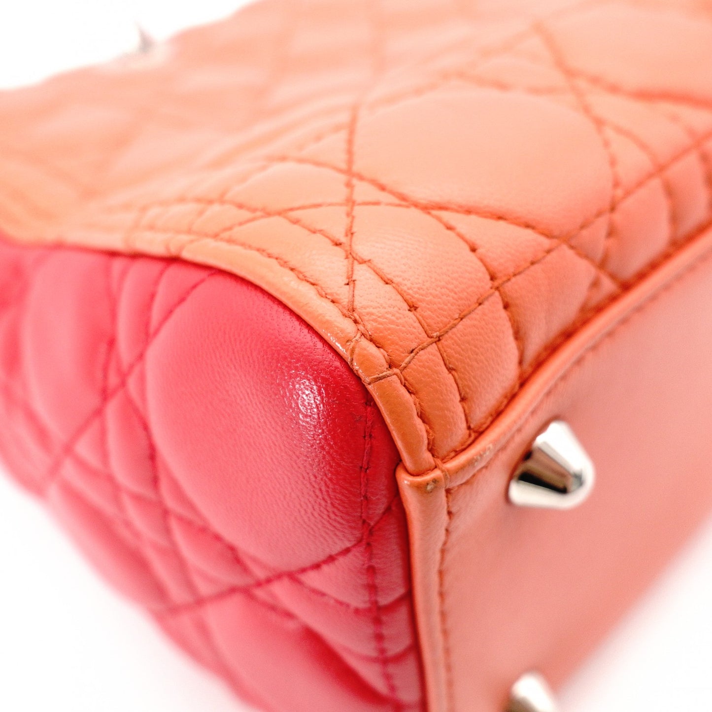Christian Dior Lady Dior Handbag, Leather, Orange, 2-Way
