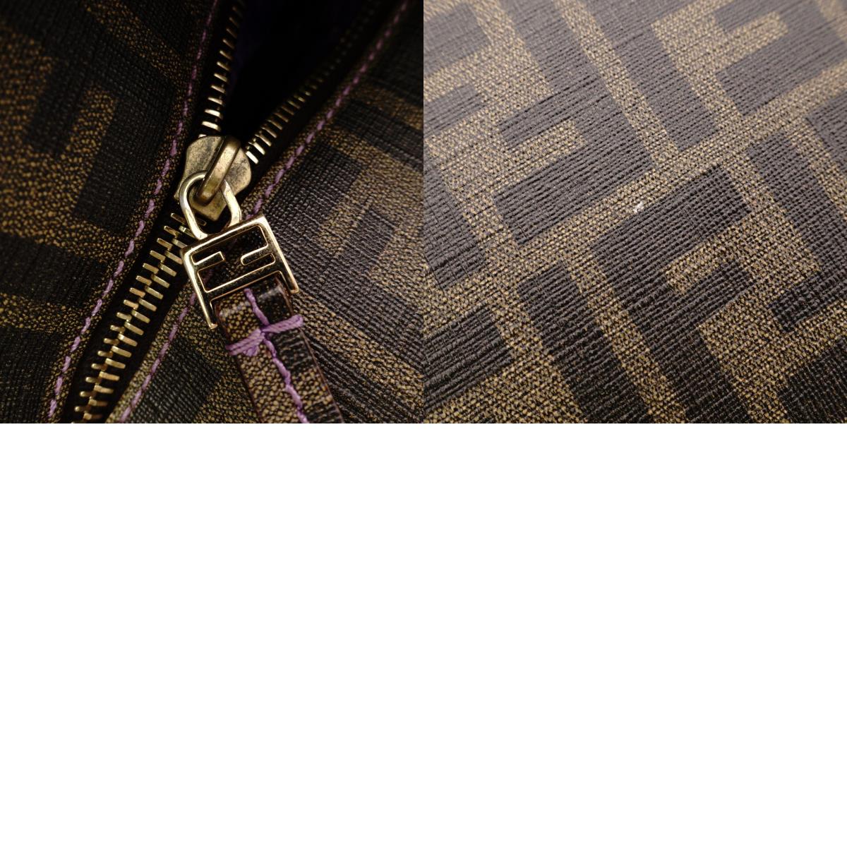 FENDI Zucca Tote Bag, PVC, Brown, FF Logo, Shoulder Strap, A4 Size, Business