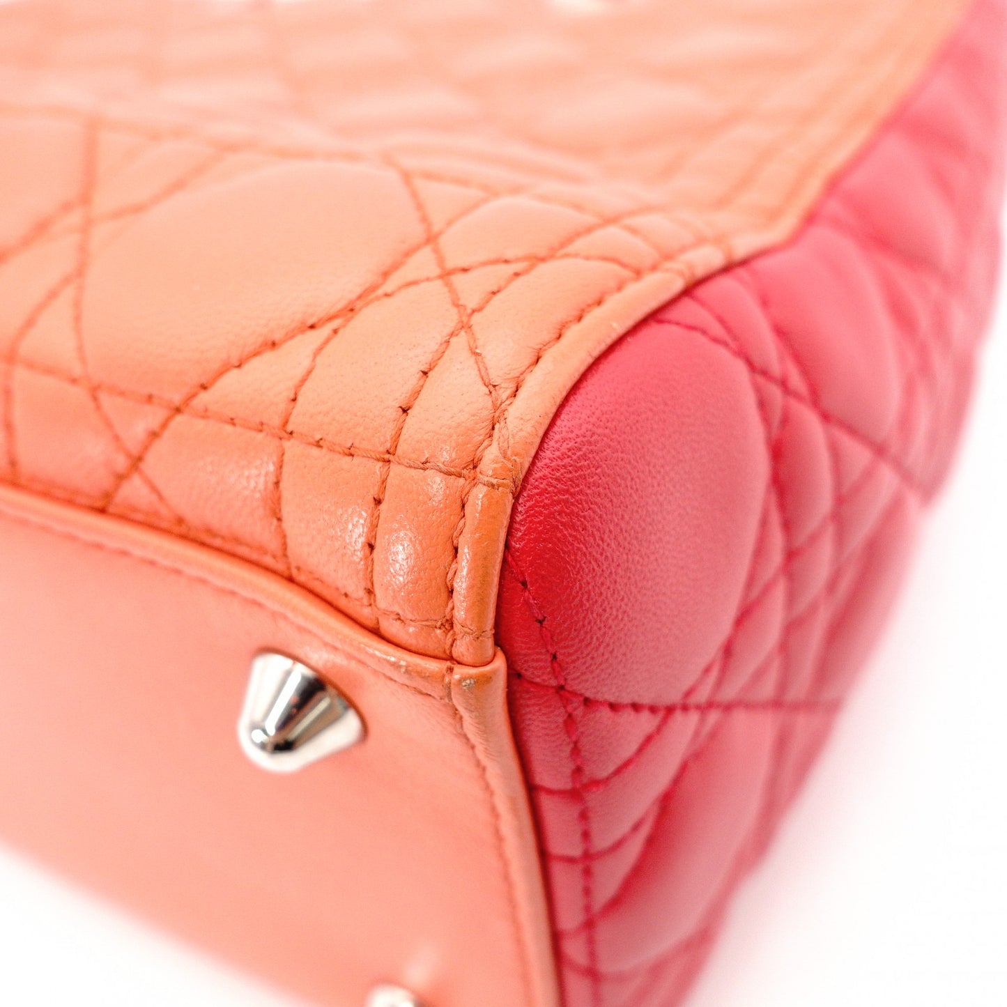 Christian Dior Lady Dior Handbag, Leather, Orange, 2-Way