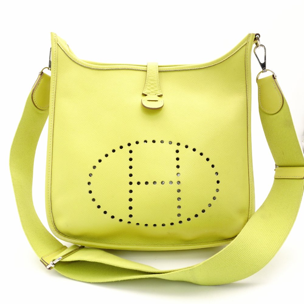 HERMES Evelyn 3 PM Yellow Epsom Shoulder Bag Leather H Logo Silver Hardware □O Stamped R801788
